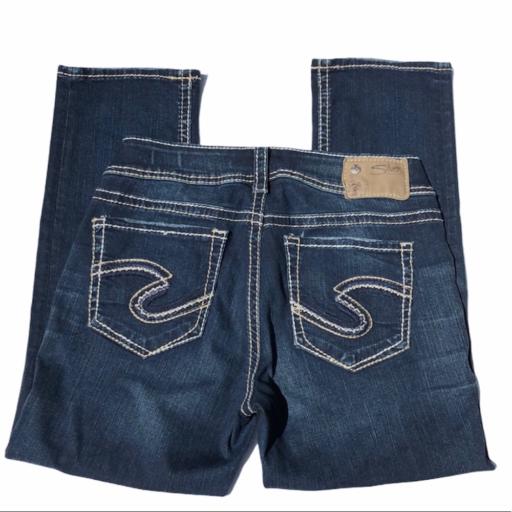 SILVER SUKI Fluid dark denim MID CAPRI